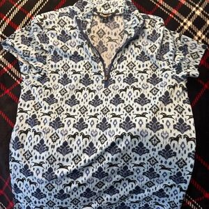 Kerrits Blue Patterned Half-Zip Shirt